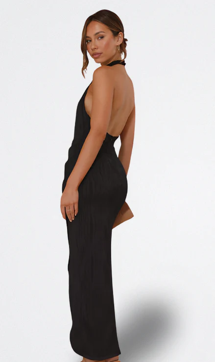 VESTIDO | HALTER TEXTURIZADO Y FALDA CRUZADA