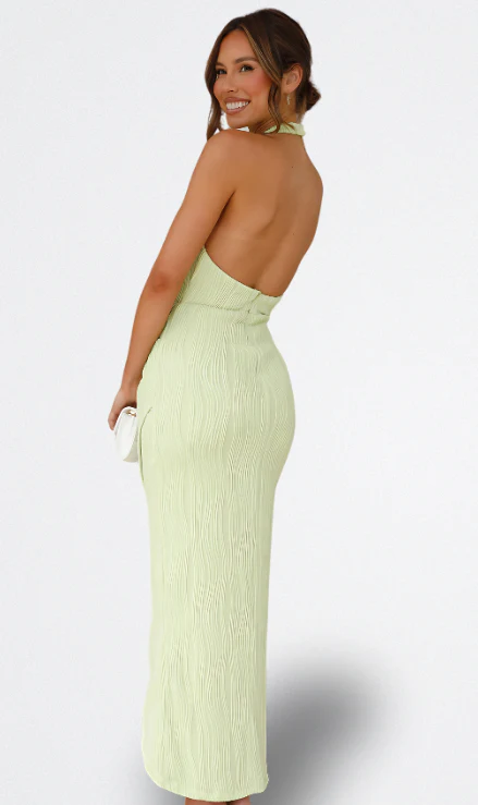 VESTIDO | HALTER TEXTURIZADO Y FALDA CRUZADA